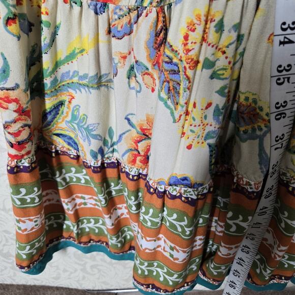 Soft Surroundings Kara Dress sz PM Yellow Multicolor Floral Tiered Boho Peasant - Picture 13 of 14